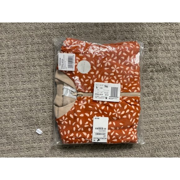 Tiny Tribe Jacket Youth Kids 3T-4T Petals Reversible Cotton Bomber Terracotta - Picture 2 of 3